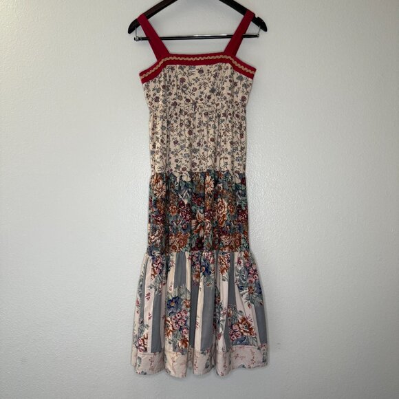 Vintage 70s Two Piece Cottage Floral Prairie Vest Dress Set | Size XXS/XS - Picture 4 of 16